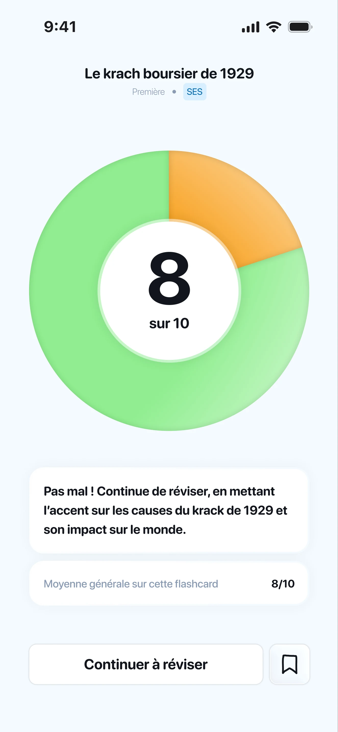 Flashcards — le résultat